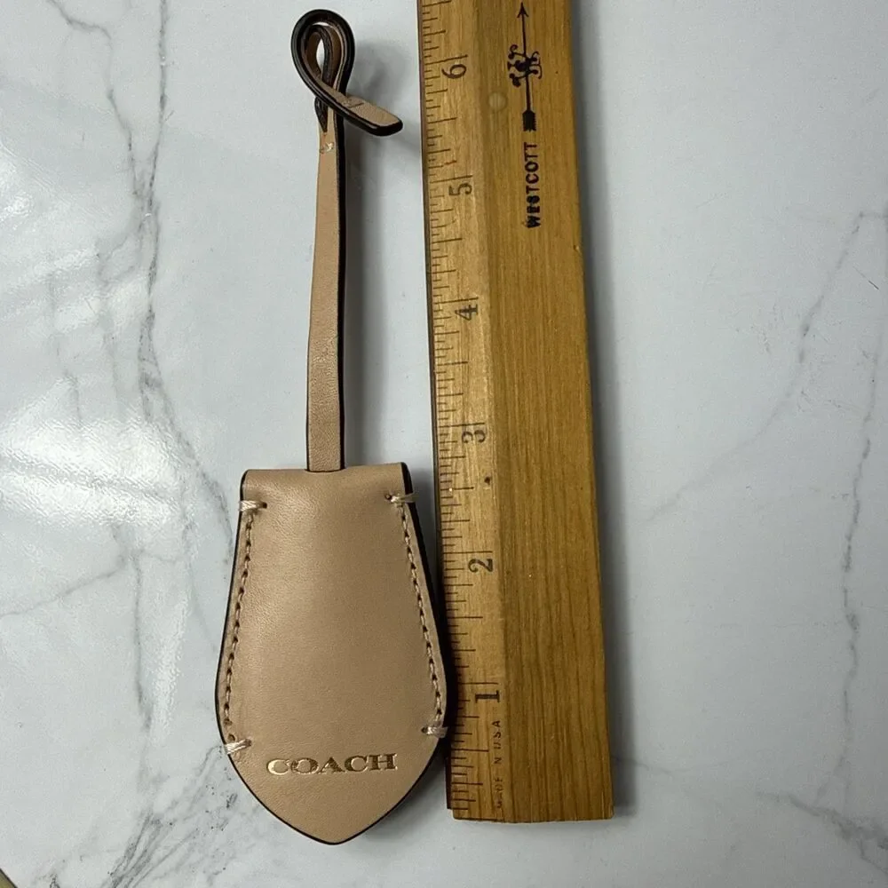 Coach Beechwood Tan Leather Hidden Keyring Pouch Loop Key Fob Hangtag Keychain